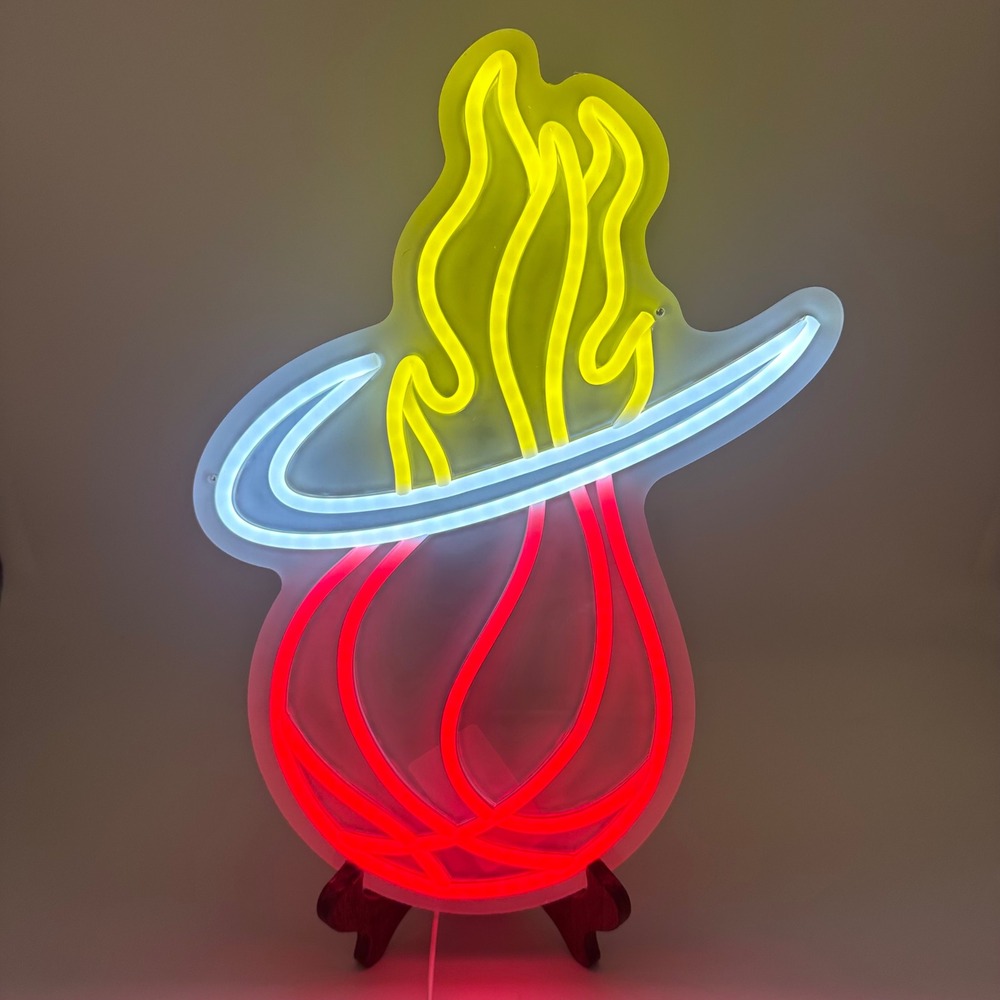 Miami Heat Neon Sign LED Wall Light Red Yellow White USB Powered Fan Decor NEW